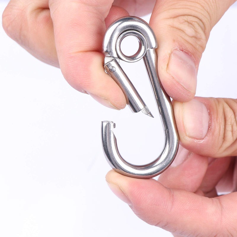 XIND ELE. 5pcs 1/4'' Stainless Steel Carabiner Clip Spring Snap Hook Link with Eyelet, 250lb Load, 2-3/8 Inch Length - Image 5